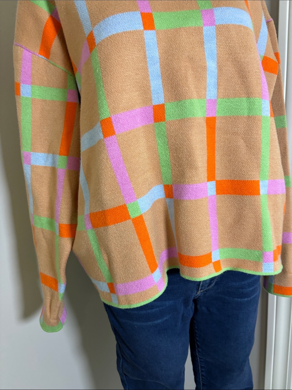 Anthropologie MAEVE The Carys Mock neck Sweater Multicolor Plaid Turtleneck Sz M - Picture 6 of 13